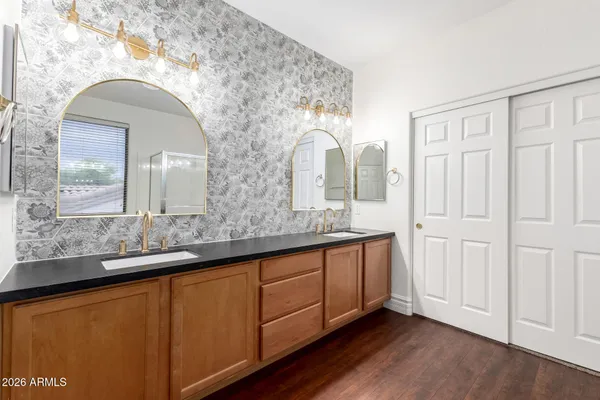 a view of a park with palm trees