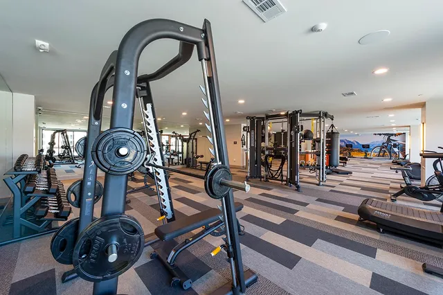 a view of a room with gym equipment
