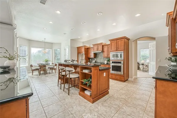 a large kitchen with lots of counter top space