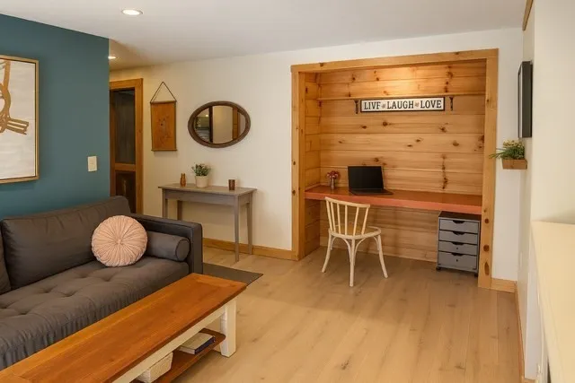 a living room with furniture