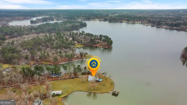 a view of a lake with a mountain in the background