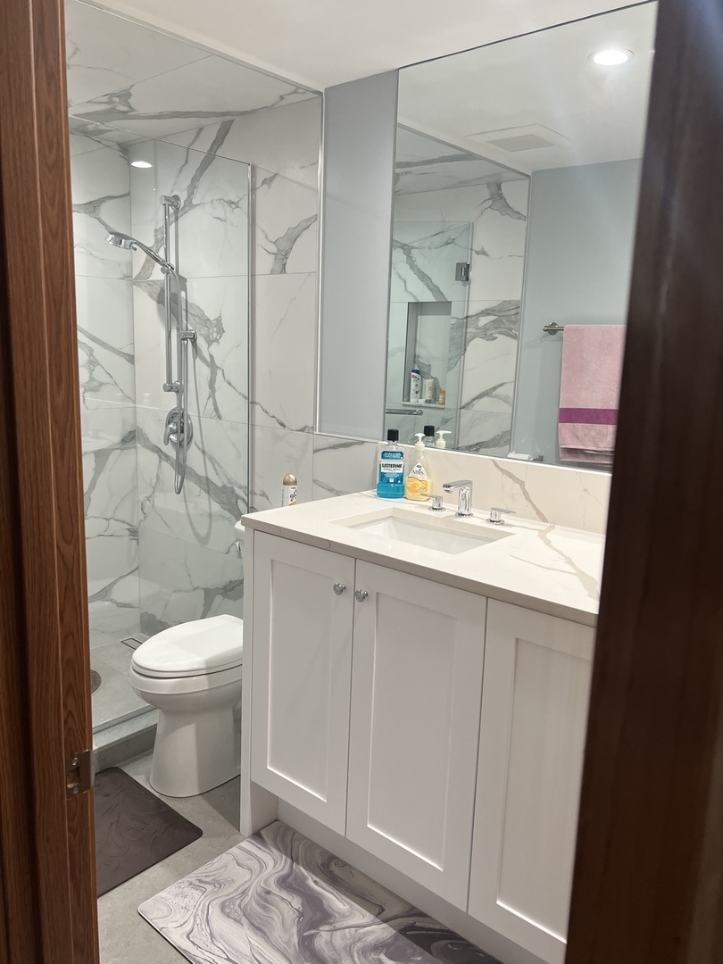 5117 North East River Road, Unit 2A Chicago, IL 60656 - Photo 20 of 32 a bathroom with a sink toilet and shower
