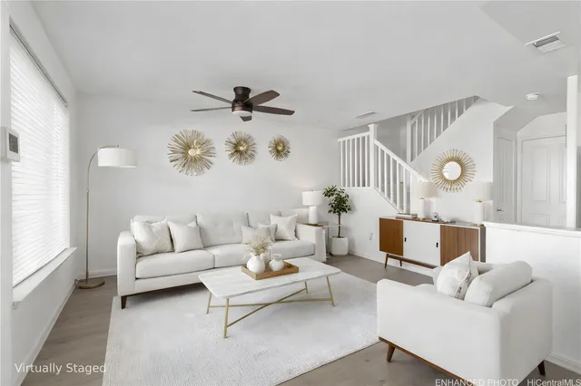 a living room with furniture