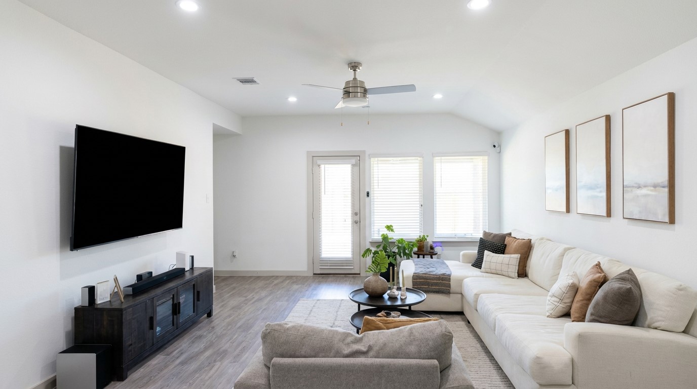 12918 Wempe Way Houston, TX 77047 - Photo 6 of 18 a living room with furniture and a flat screen tv