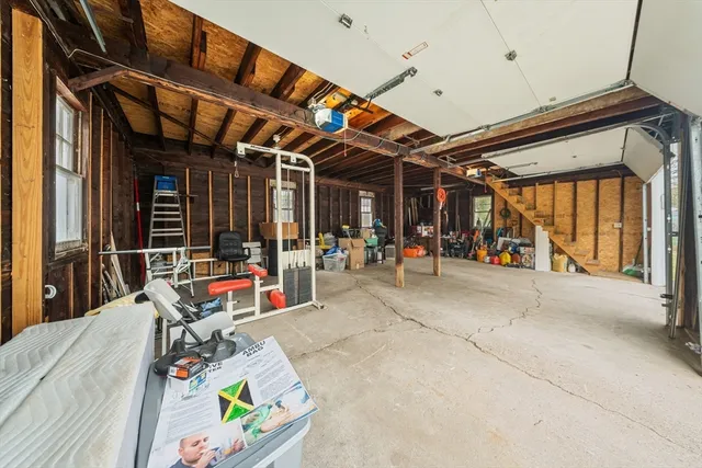a view of a balcony with an umbrella
