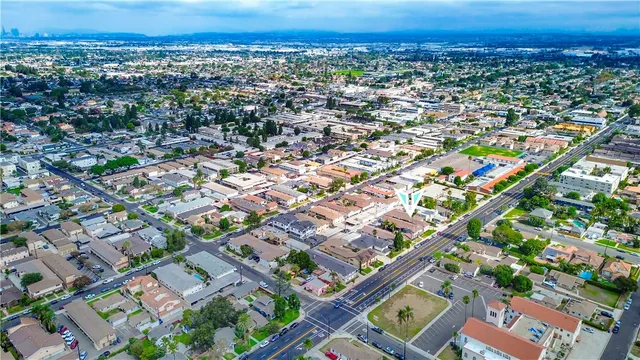 an aerial view of a city with lots of residential buildings