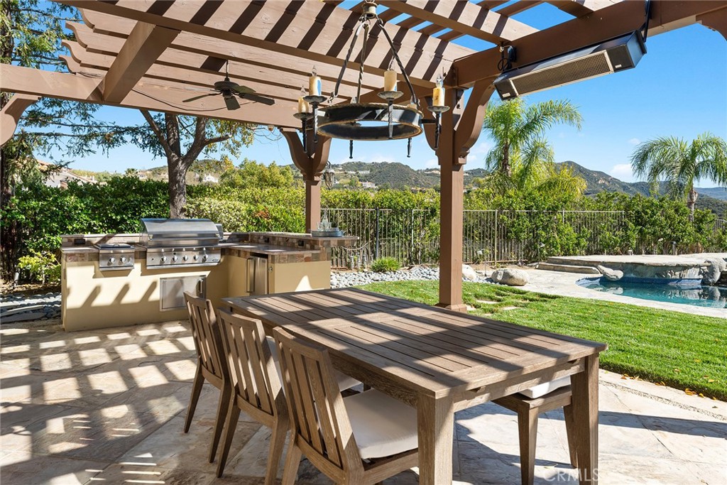 24920 Paseo Del Rancho Calabasas, CA 91302 - Photo 9 of 61 a view of a patio with a table chairs and a backyard