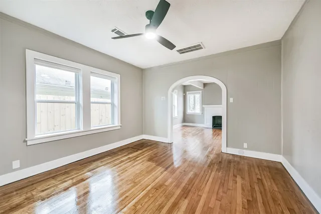 a bathroom with double sink and a mirror