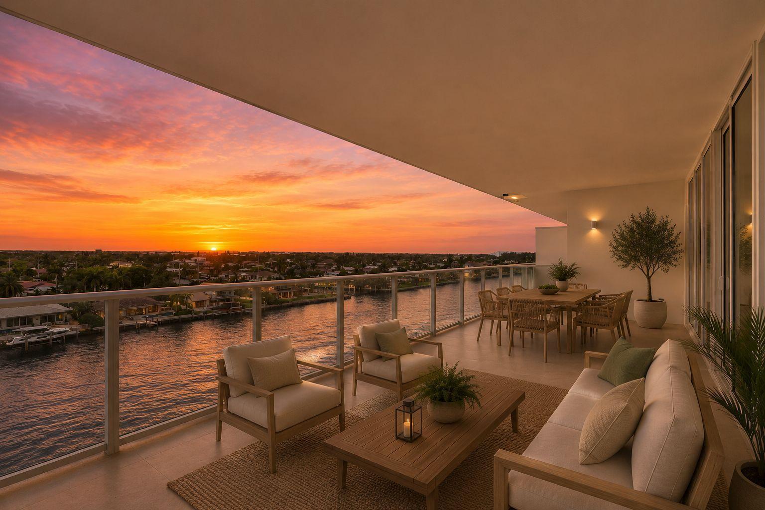 407 North Riverside Drive, Unit 602 Pompano Beach, FL 33062 - Photo 45 of 83 a view of a terrace with furniture