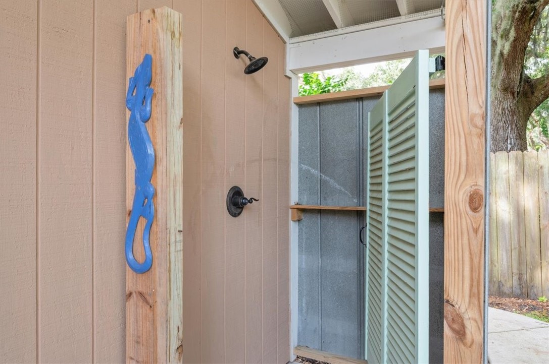 238 Broadway Street St. Simons Island, GA 31522 - Photo 38 of 56 Beachy and privately located outdoor shower on the back patio.