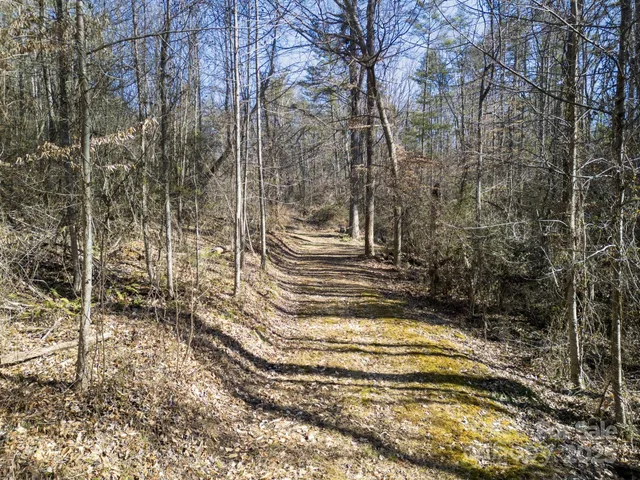 a view of wooden fence and trees