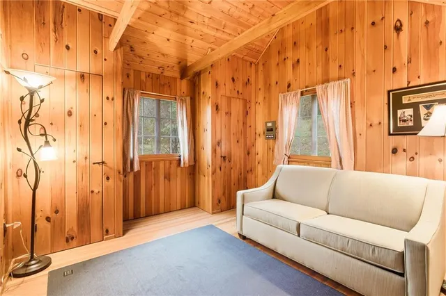 a view of wooden balcony