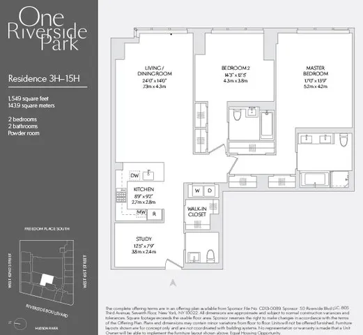 $2,850,000 | 50 Riverside Boulevard, Unit 11H | Upper West Side