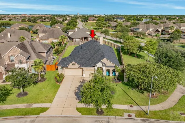 an aerial view of a house
