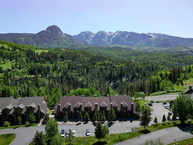 a view of a lush green hillside and a houses