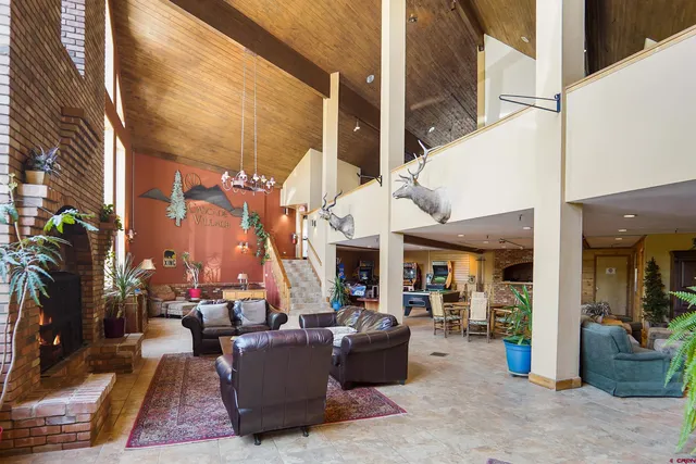 a view of a chairs and tables in patio