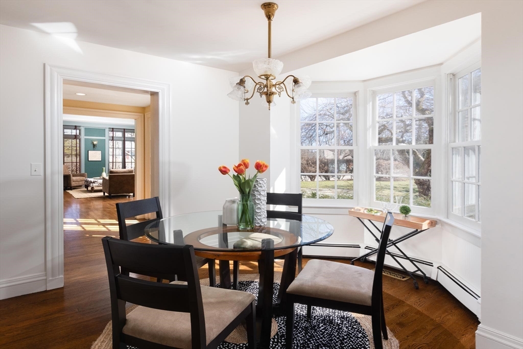 10 Locke Road Newton, MA 02468 - Photo 10 of 16 a view of a dining room with furniture window and wooden floor