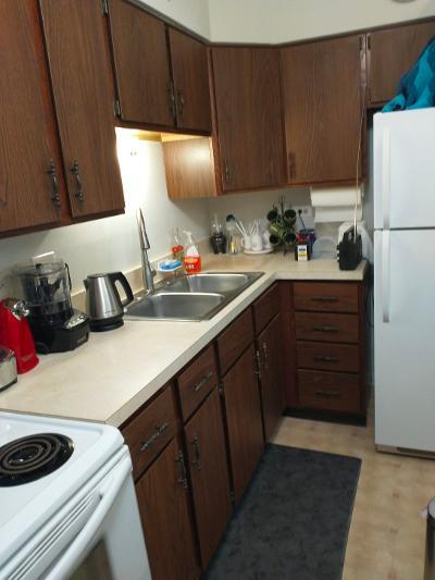 613 West Central Road, Unit A8 Mount Prospect, IL 60056 - Photo 15 of 23 a kitchen with sink a refrigerator and cabinets