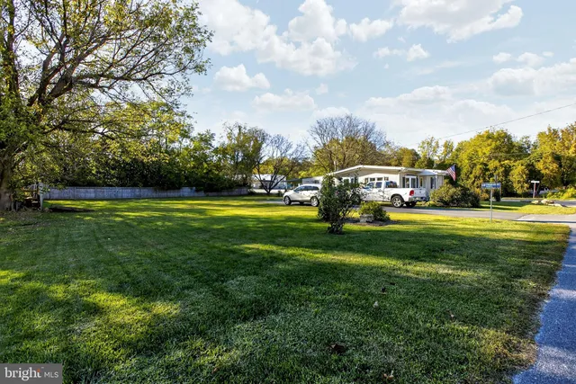 a view of yard with swimming pool and green space