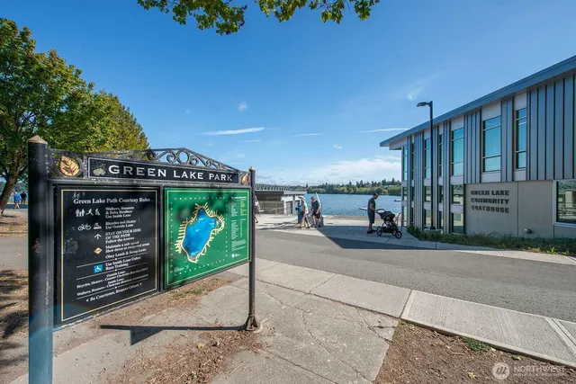 a view of a street with an outdoor space