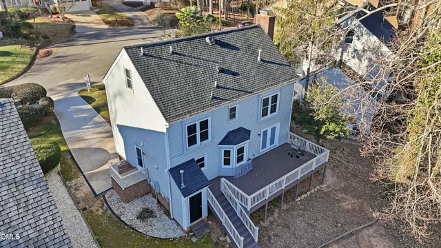 a view of a lake with houses