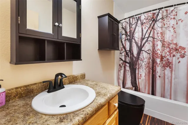 a bathroom with a sink and mirror