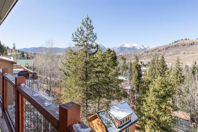 a view of a terrace with a garden