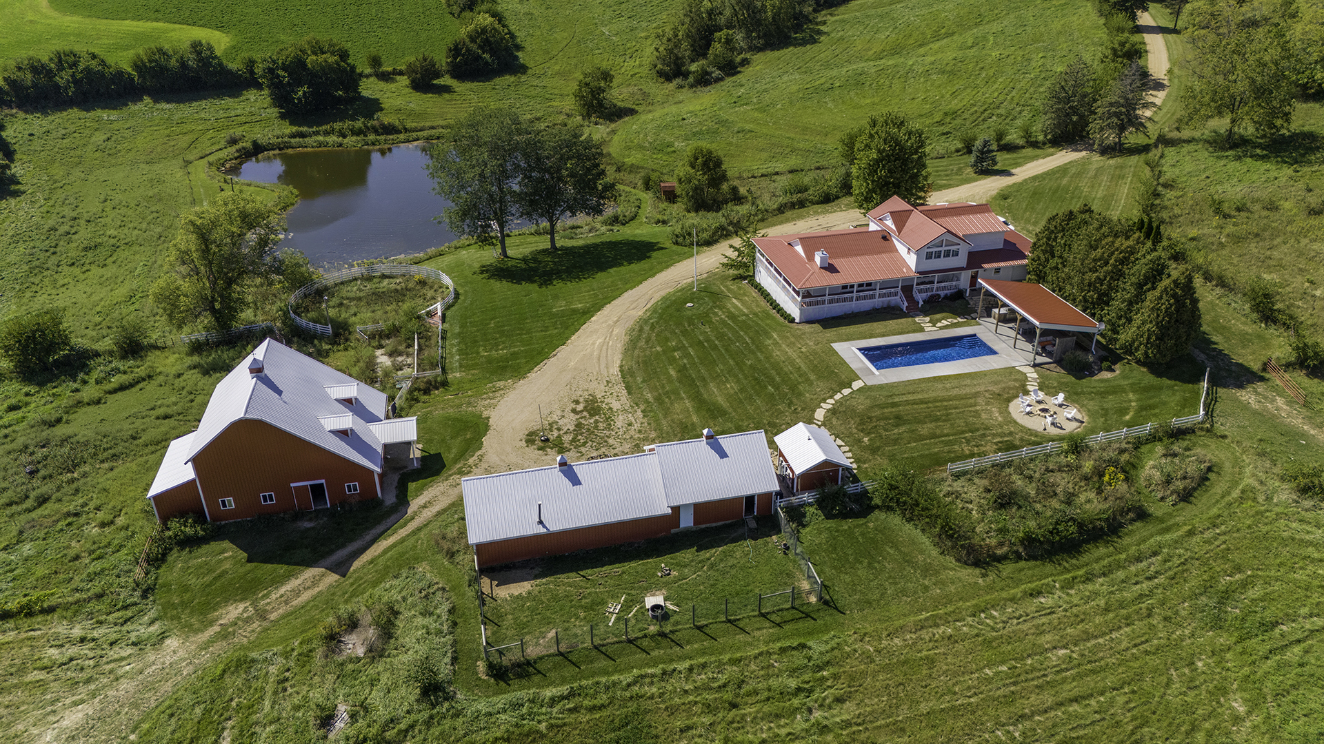 281 North Snipehollow Road Elizabeth, IL 61028 - Photo 59 of 68 an aerial view of residential house with outdoor space and swimming pool