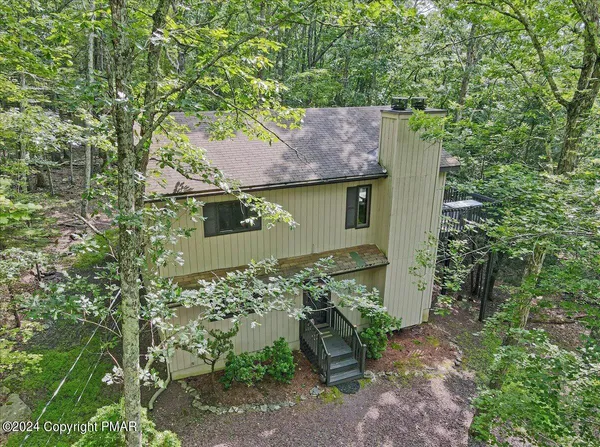 an aerial view of a house
