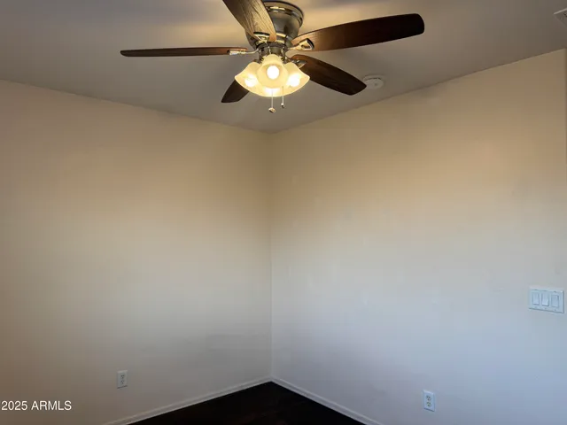 a small space with a fan