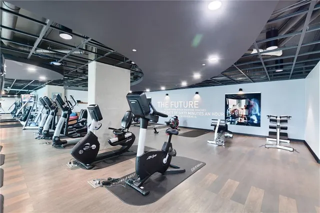 a view of a room with gym equipment