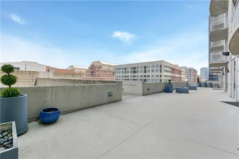 a view of a terrace with city view