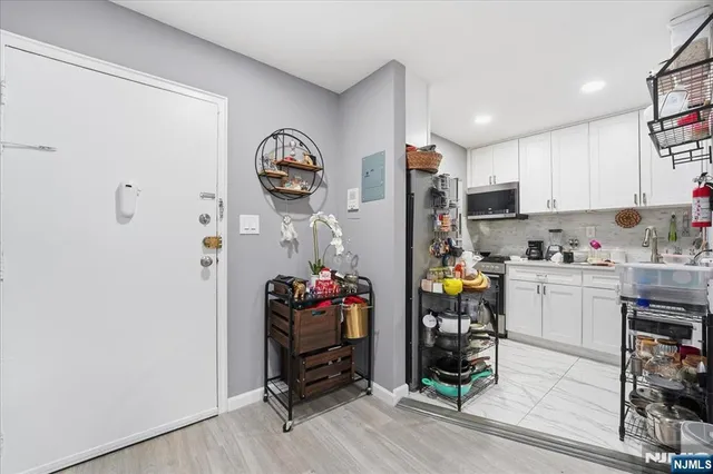 a view of kitchen and window