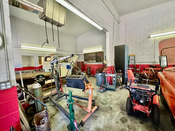 a storage room with furniture