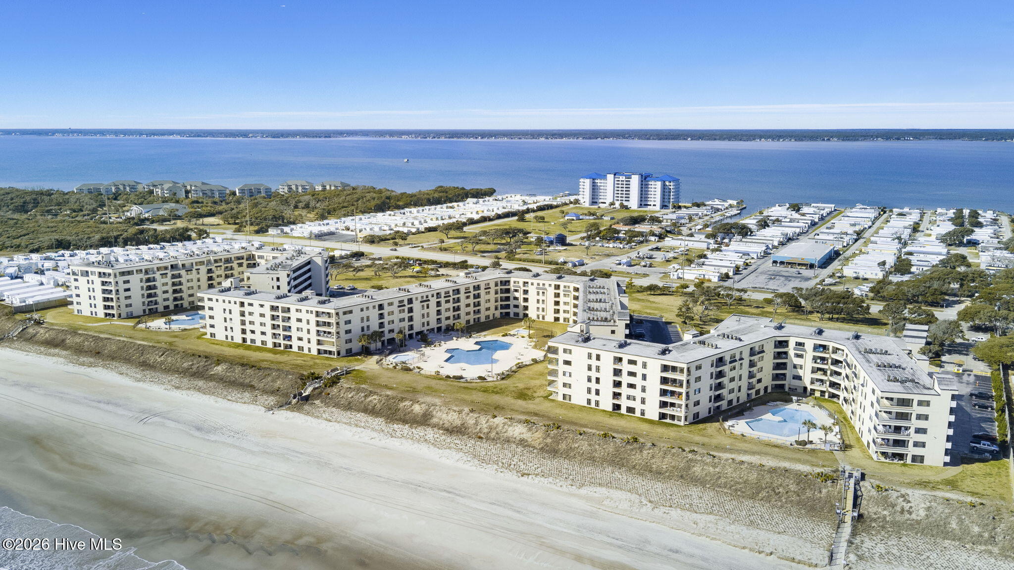 1505 Salter Path Road, Unit 412 Indian Beach, NC 28512 - Photo 52 of 55 Aerial View of Sound to Ocean