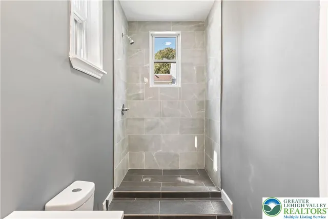 a bathroom with a window
