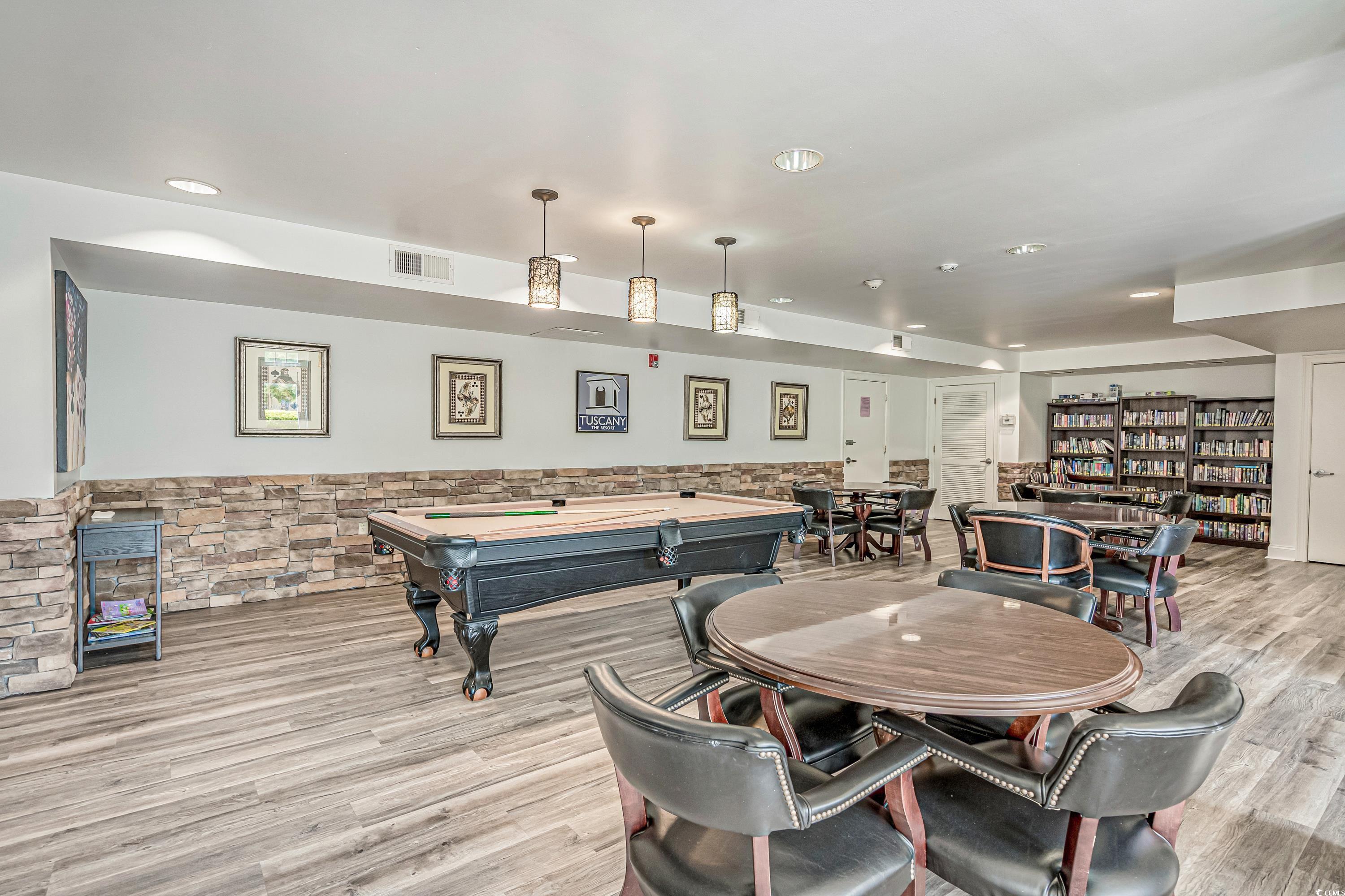 4246 Livorn Loop Myrtle Beach, SC 29579 - Photo 39 of 40 Rec room with wood finished floors, wainscoting, visible vents, recessed lighting, and billiards
