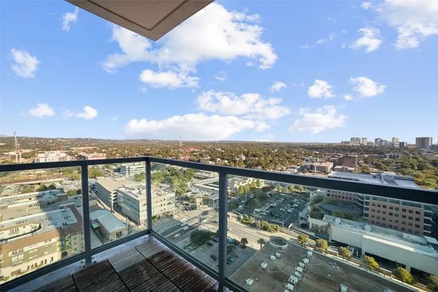 a view of city from a balcony