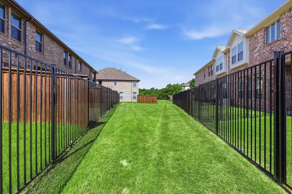 519 Sequoia Street Allen, TX 75002 - Photo 37 of 38 Expansive green lawn enclosed by black metal fencing and wood privacy fencing
