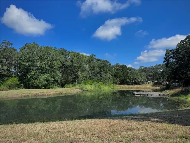 a view of a lake from a yard