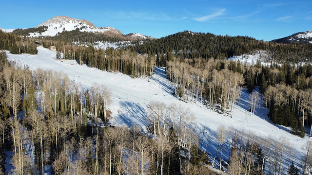 6 Tushar Mountain Estates, Unit 6 Beaver, UT 84713 - Photo 5 of 16 Snow-covered ski slope surrounded by evergreen and deciduous trees, with distant snow-capped mountains under a clear blue sky