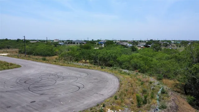 a view of a pathway with a field