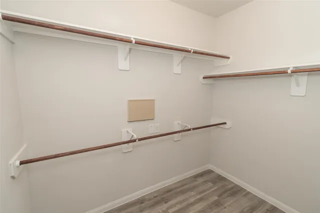 a view of a room with racks on the wall