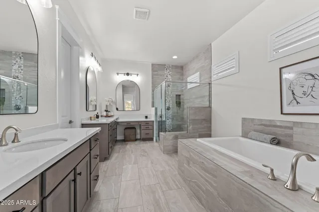 a view of a backyard with sitting area