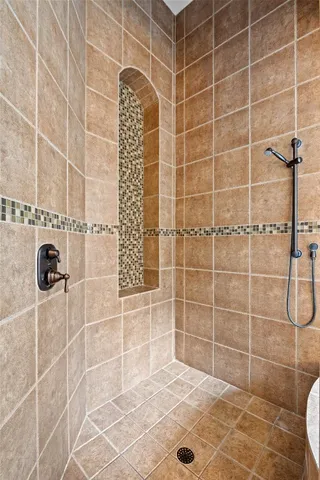 a bathroom with a bathtub