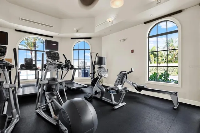 a view of a room with gym equipment