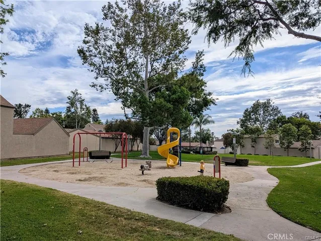 a park view with a bench
