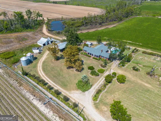 an aerial view of a house