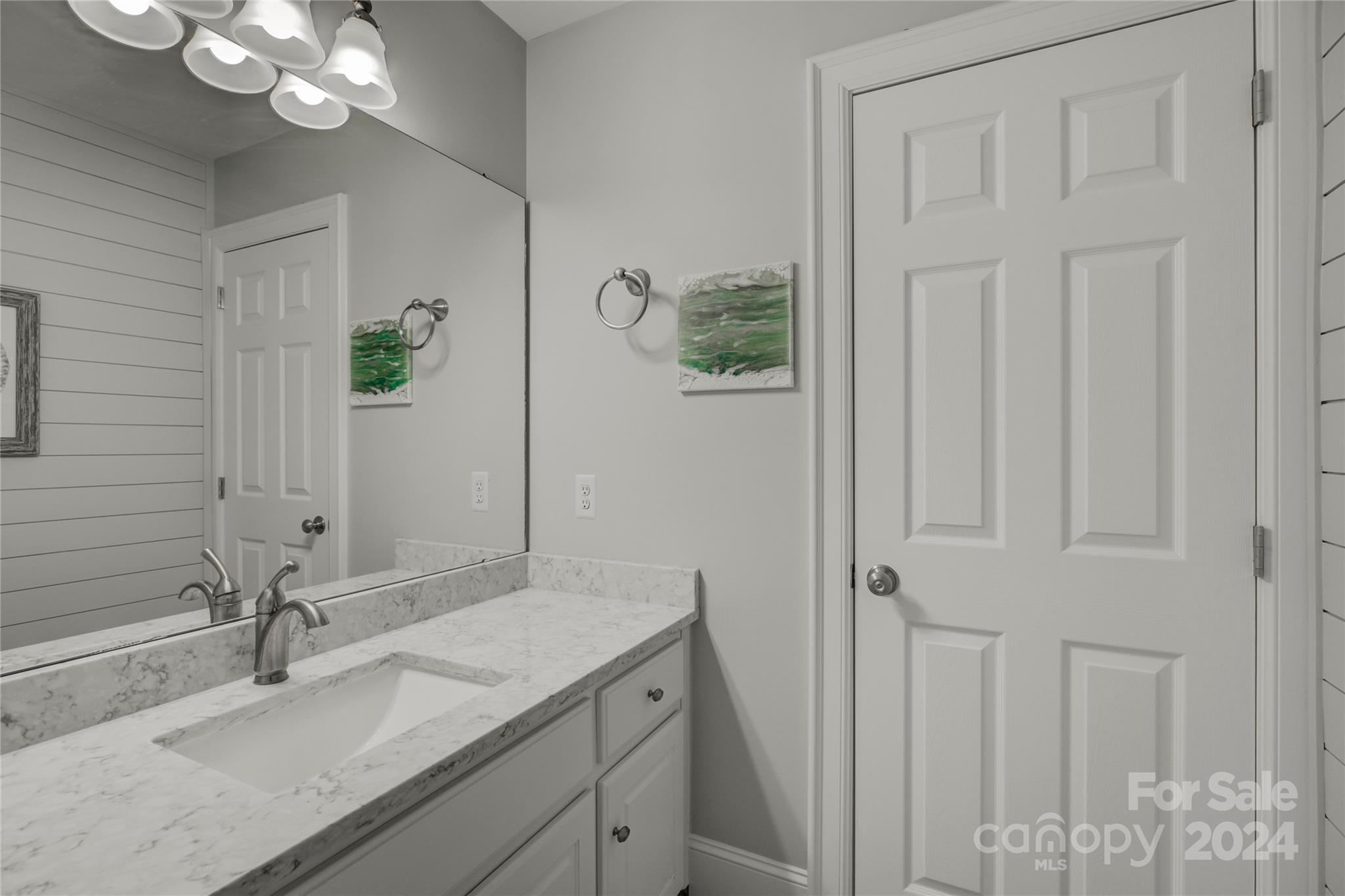 125 Clearview Road Rock Hill, SC 29732 - Photo 30 of 48 a bathroom with a granite countertop sink a mirror and a shower