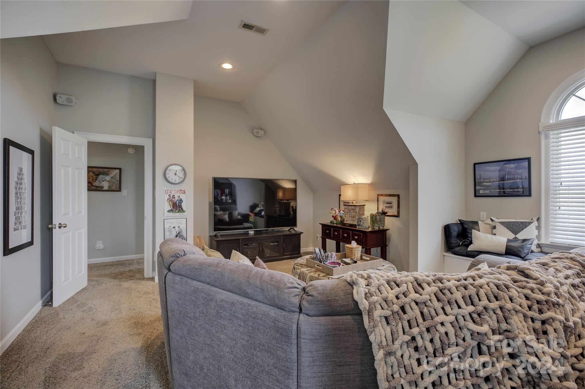 125 Clearview Road Rock Hill, SC 29732 - Photo 36 of 48 a living room with furniture a flat screen tv and a fireplace